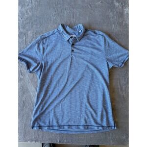 Tommy Bahama Mens XL Blue White Micro Stripe Short Sleeve Polo Shirt Casual Golf